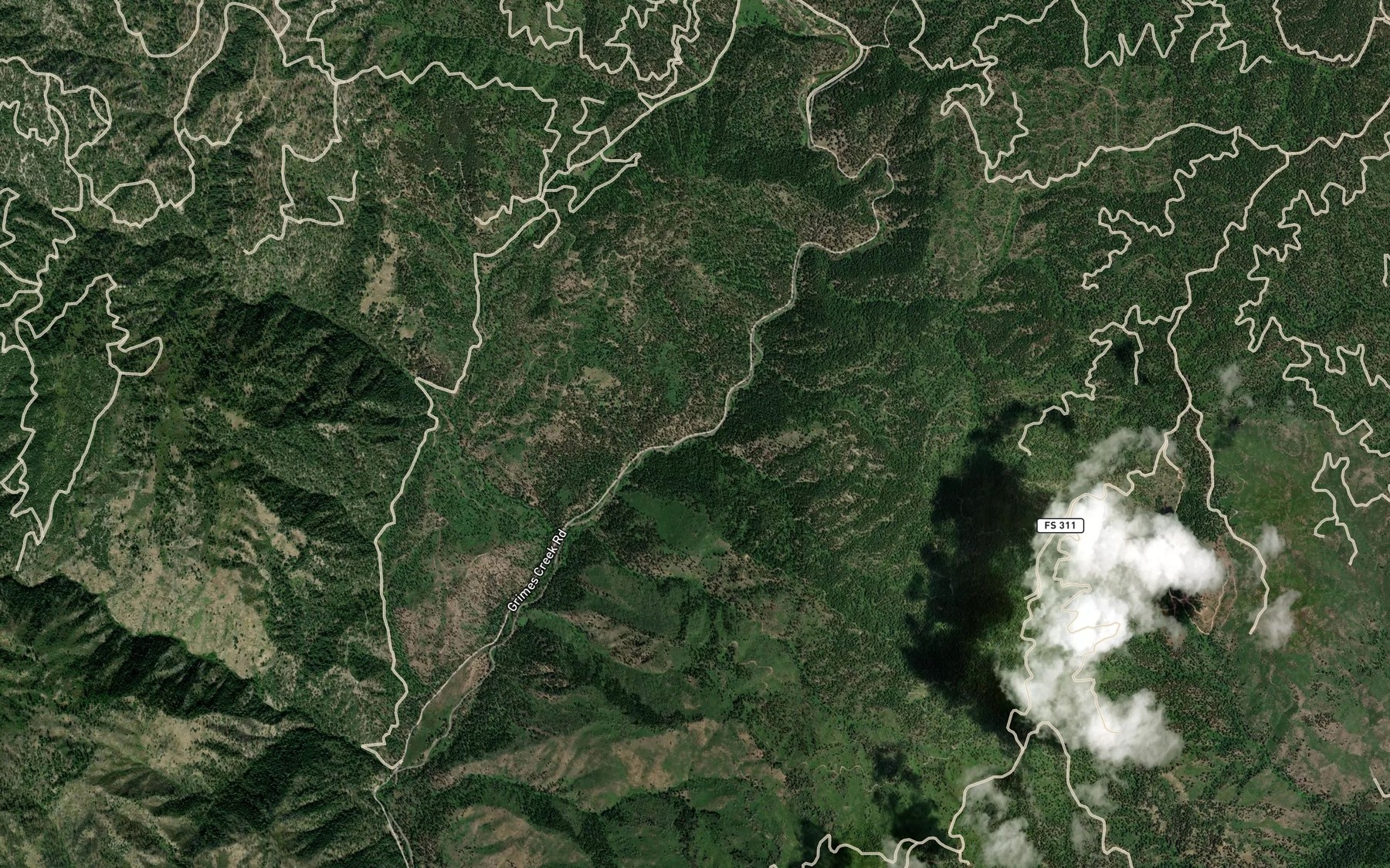 Satellite map of the Manhattan Creek