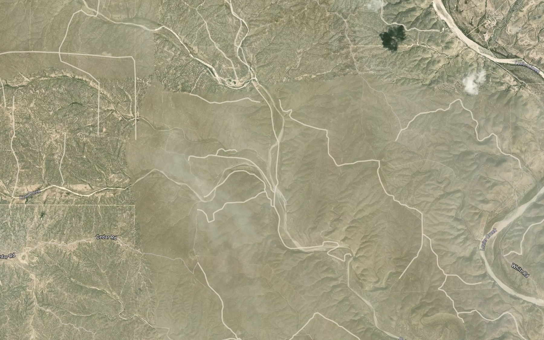 Satellite map of the Pony Creek