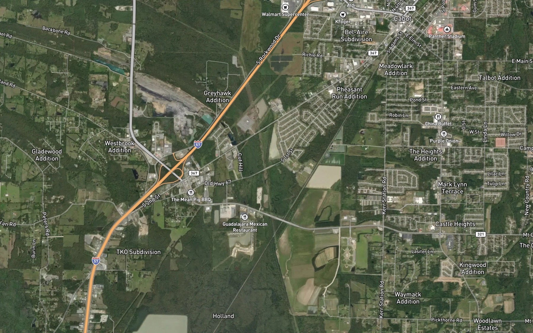 Satellite map of the Dubb Creek