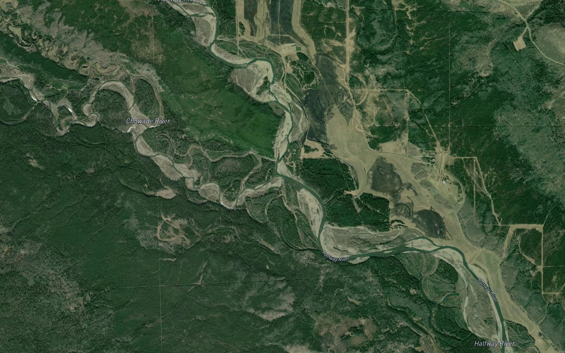 Satellite map of the Chowade River
