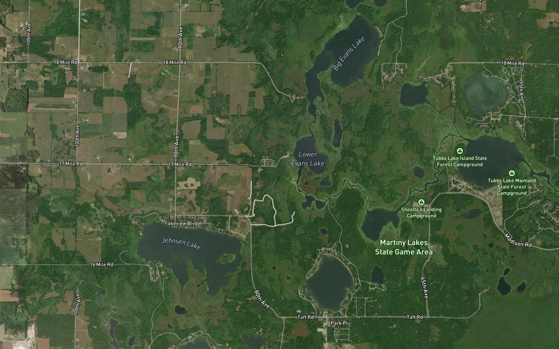 Satellite map of the Chippewa Creek