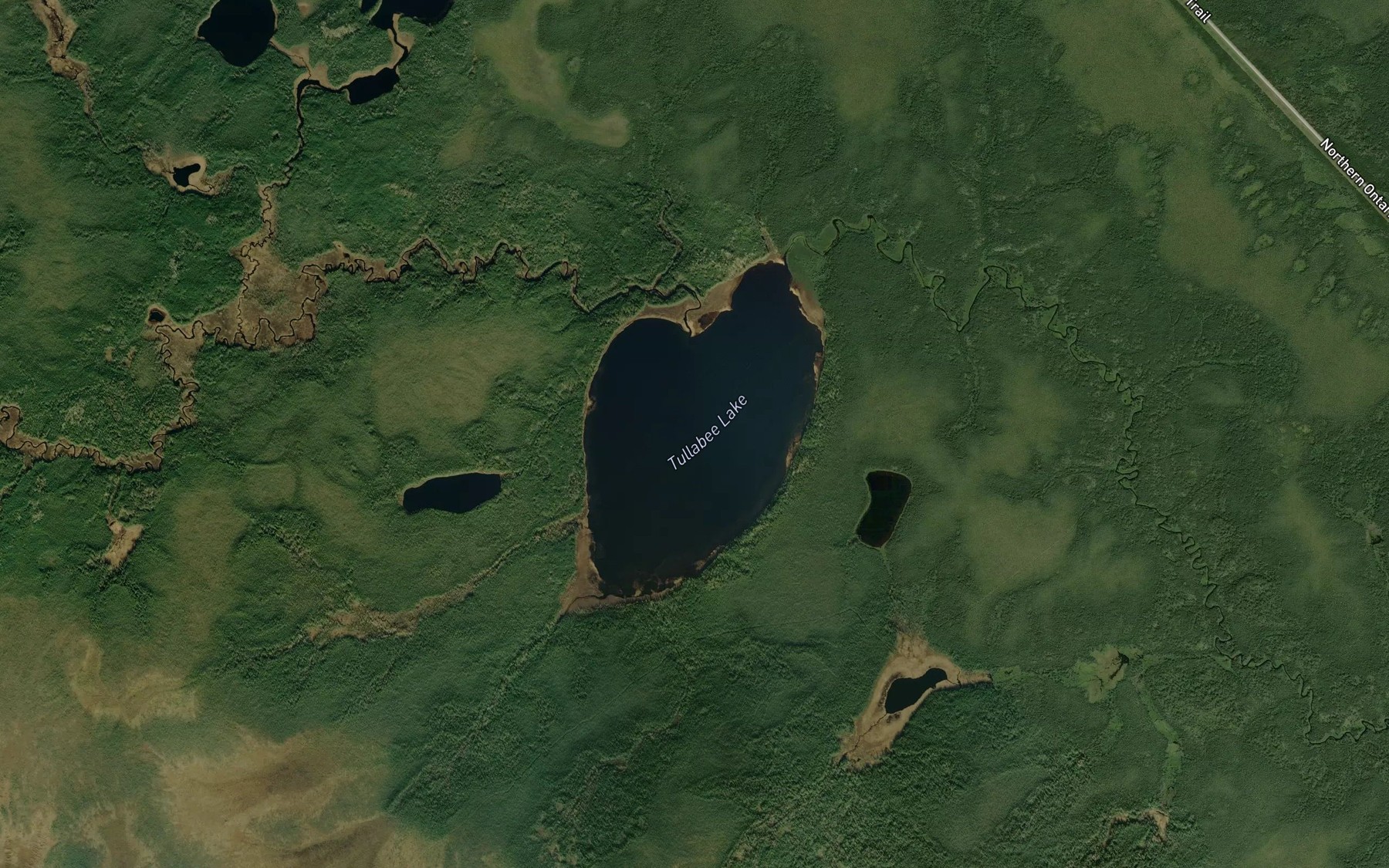 Satellite map of the Tullabee Lake