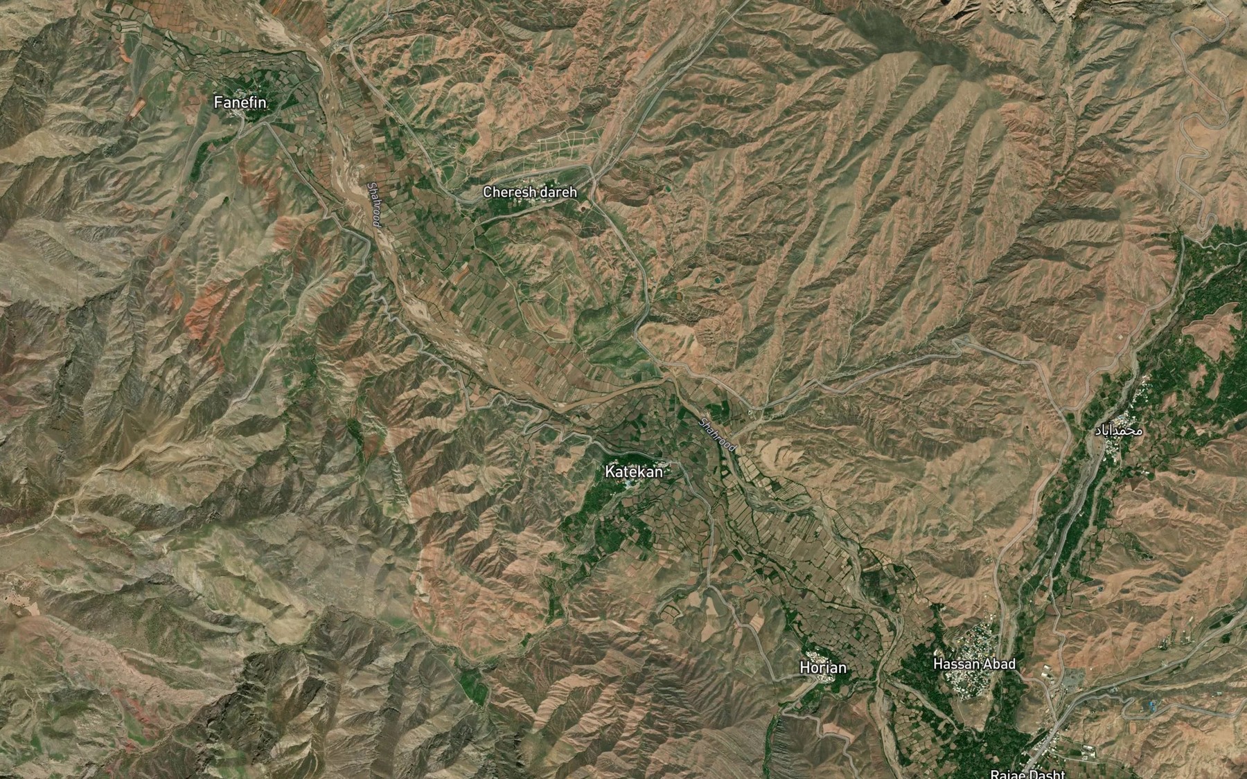Satellite map of the Shahrud