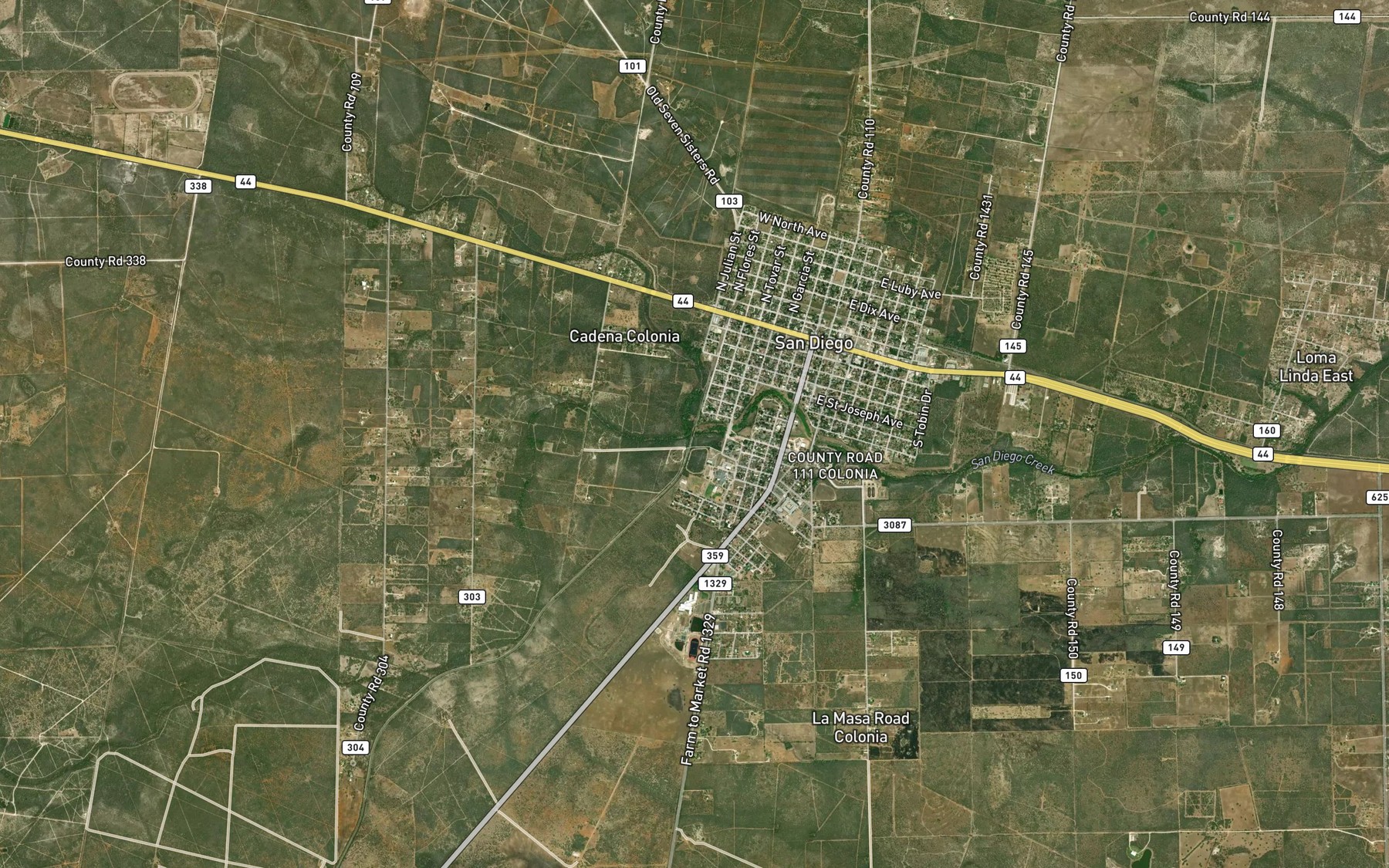 Satellite map of the Rosita Creek