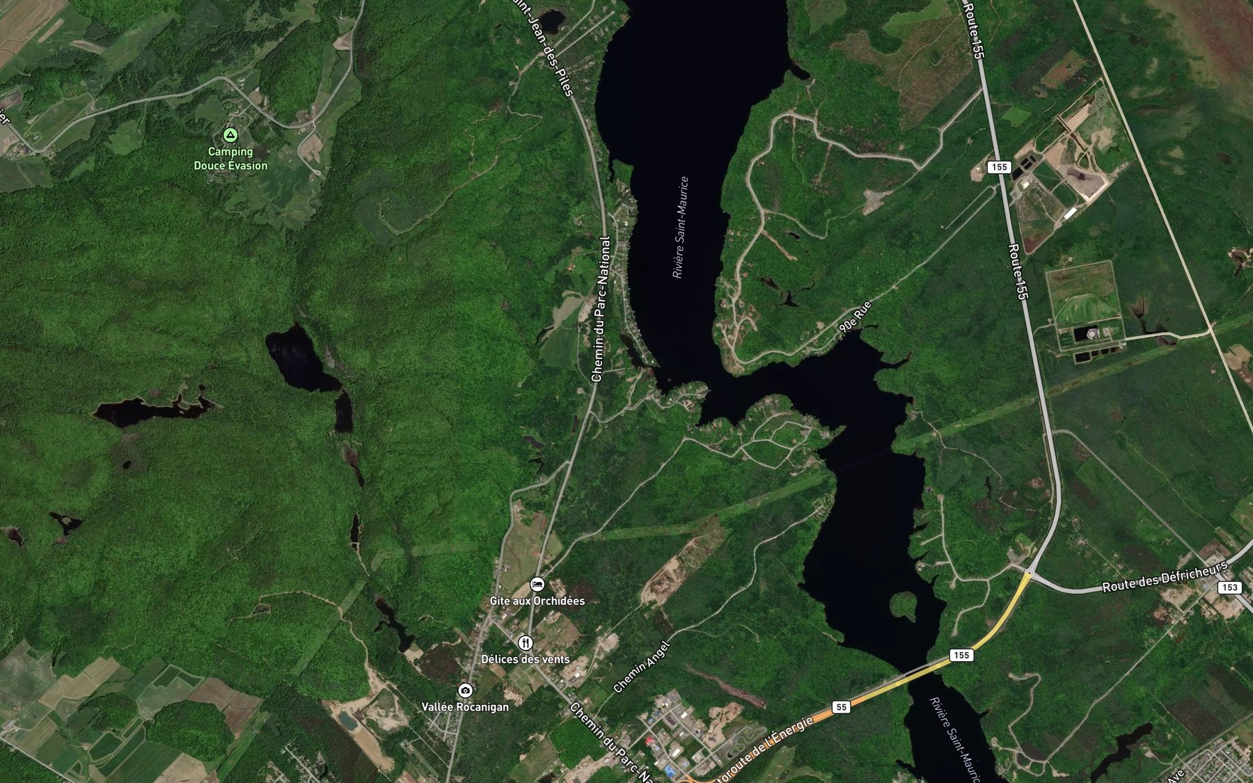 Satellite map of the Crique a Sauvageau