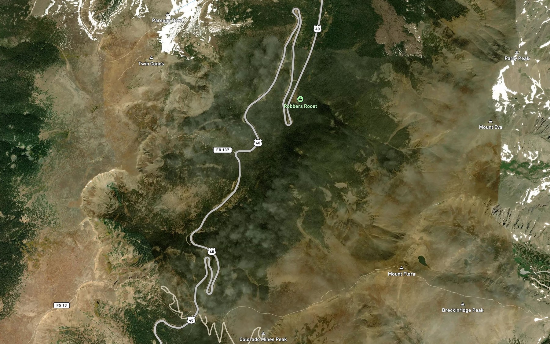 Satellite map of the Robert Creek