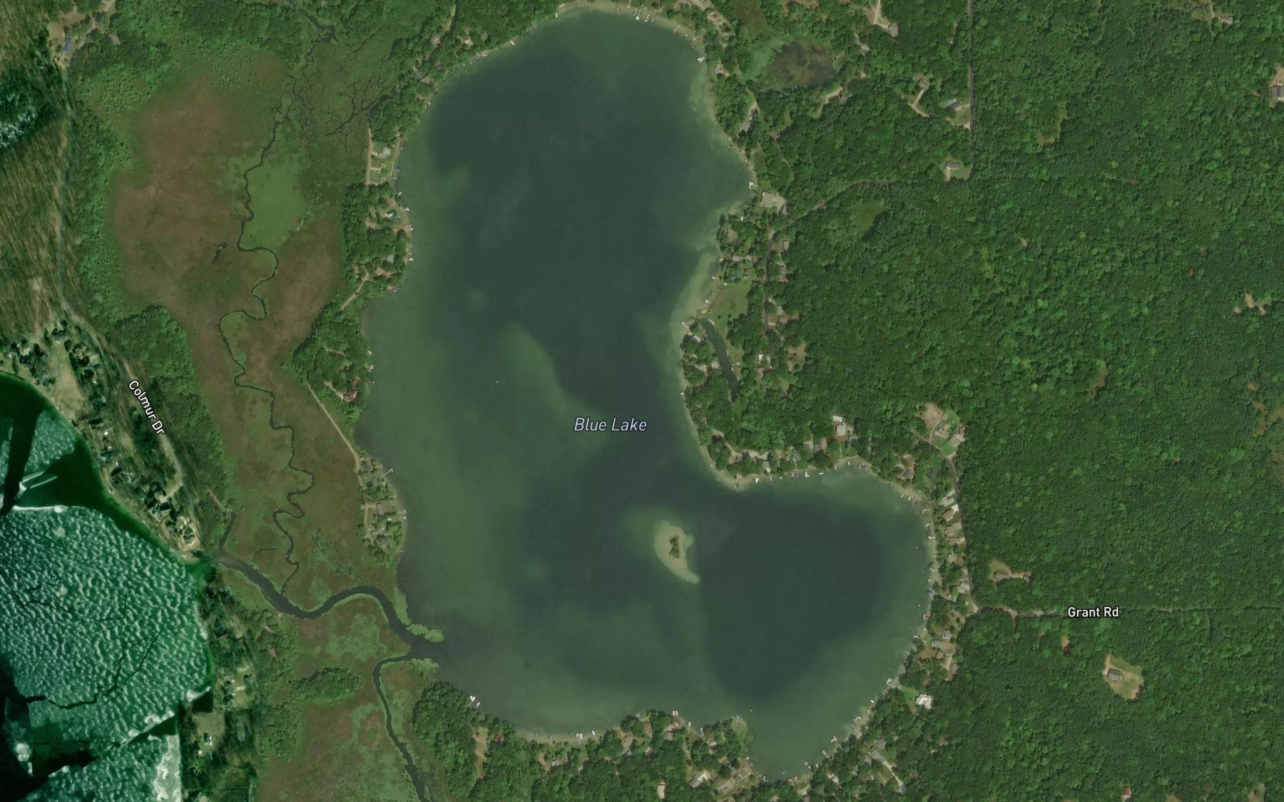 Satellite map of the Blue Lake