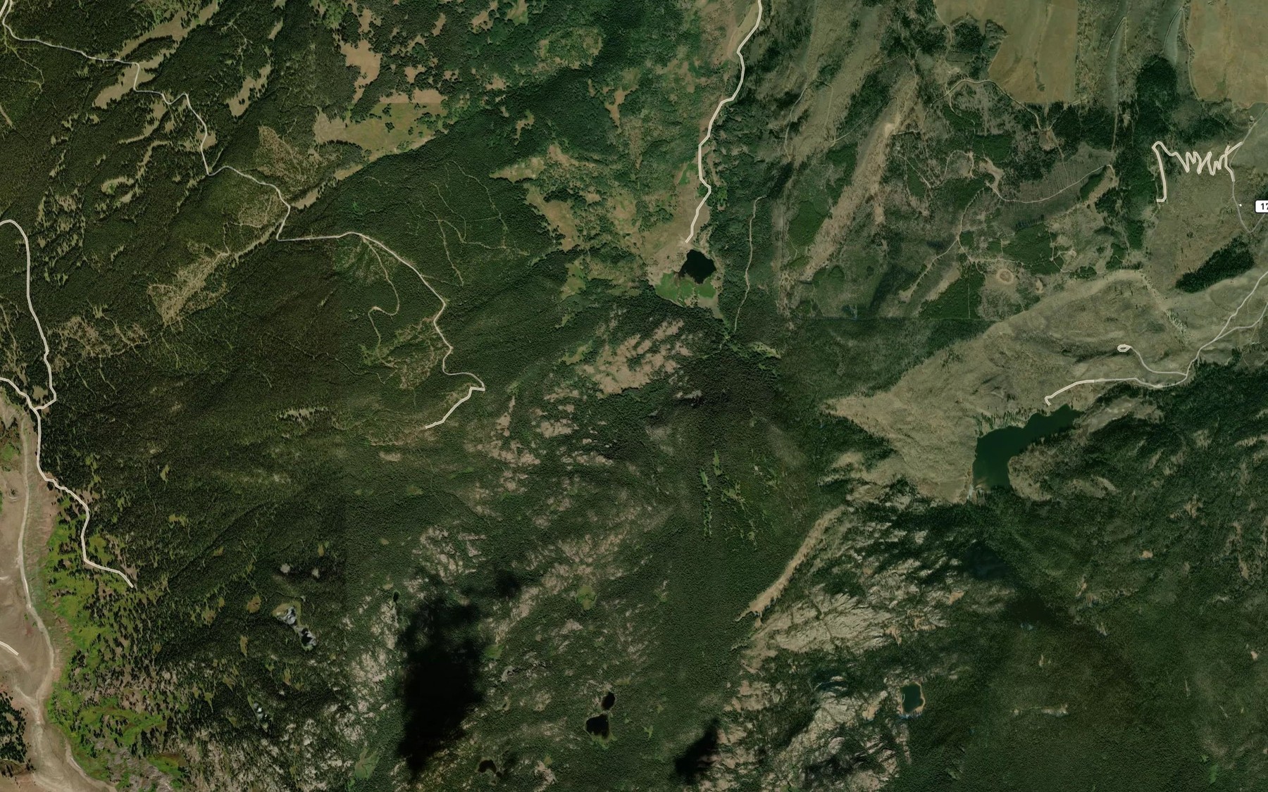 Satellite map of the North Fork Elliott Creek