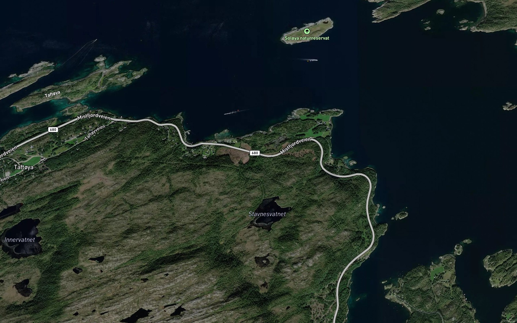 Satellite map of the Stavneselva
