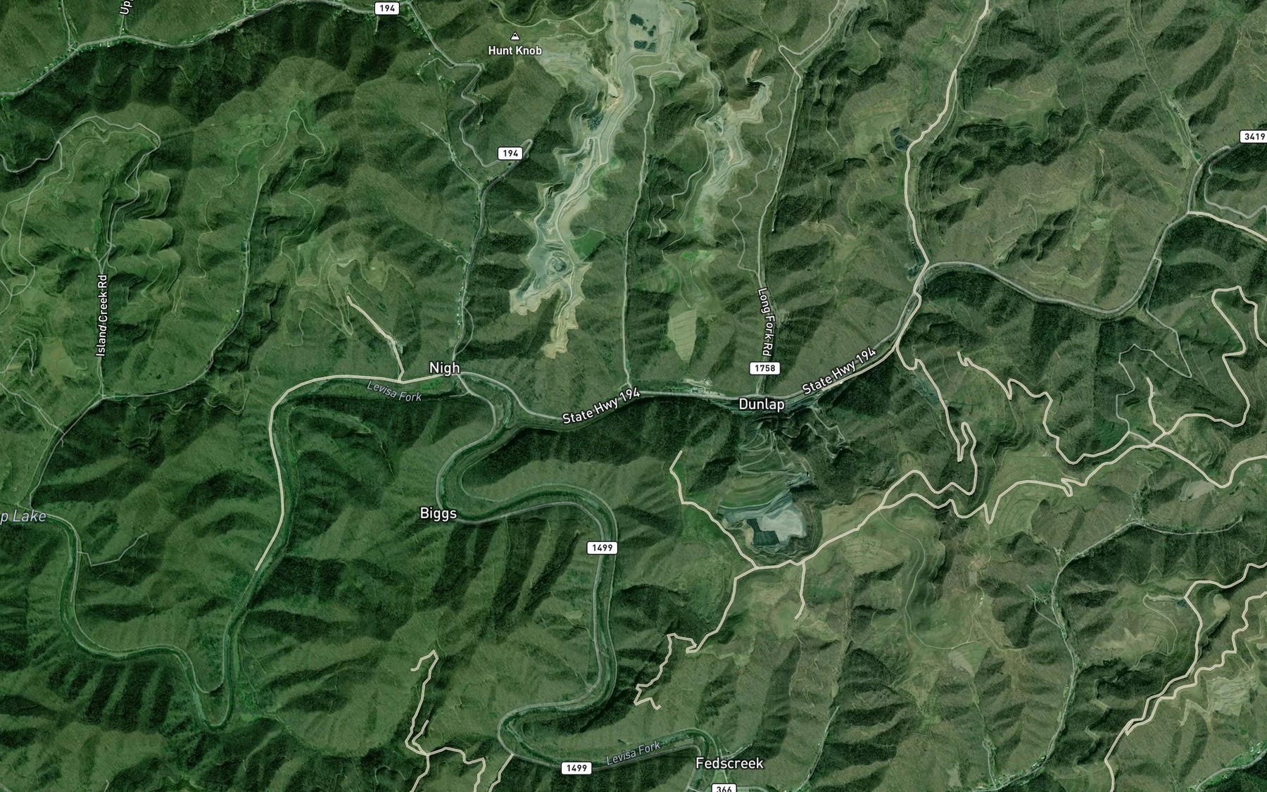Satellite map of the First Fork Big Creek