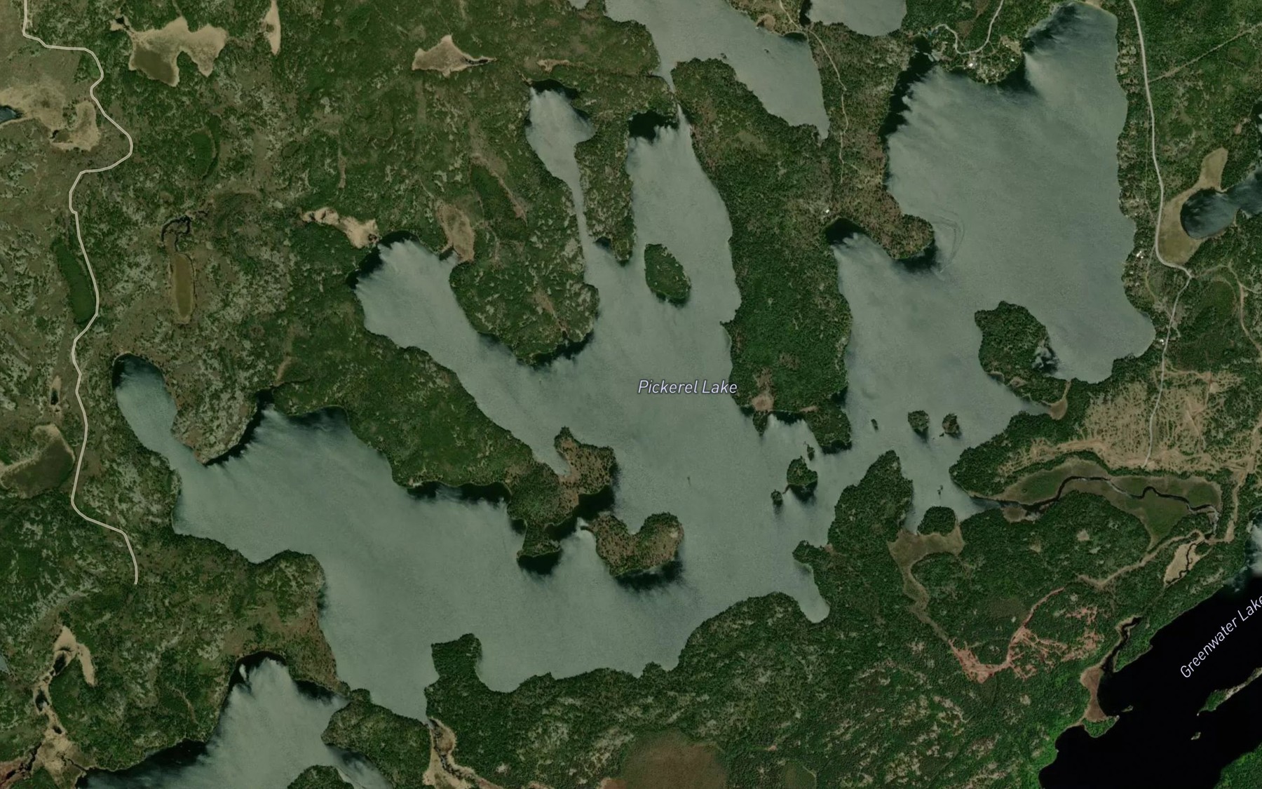 Satellite map of the Pickerel Lake