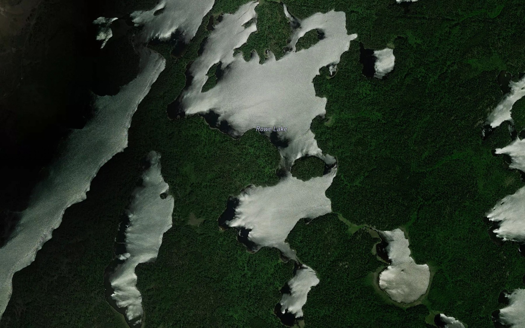Satellite map of the Rowe Lake