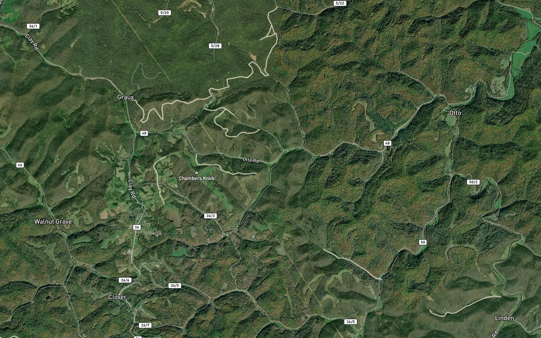 Satellite map of the Chambers Fork