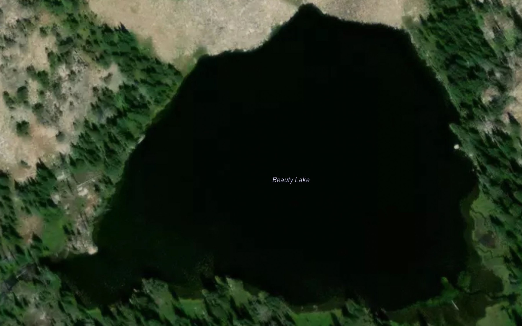 Satellite map of the Beauty Lake