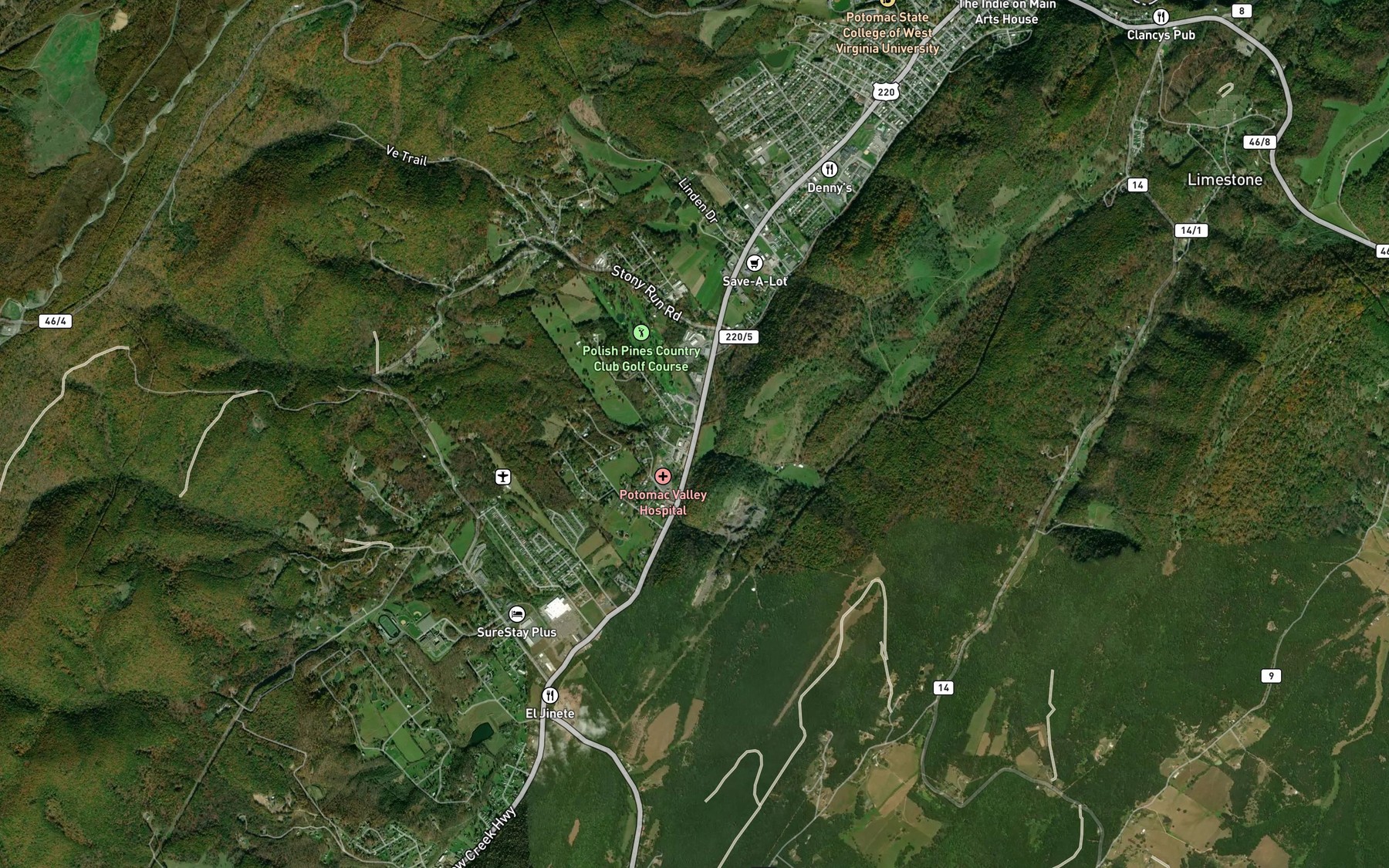 Satellite map of the Parr Spring Run