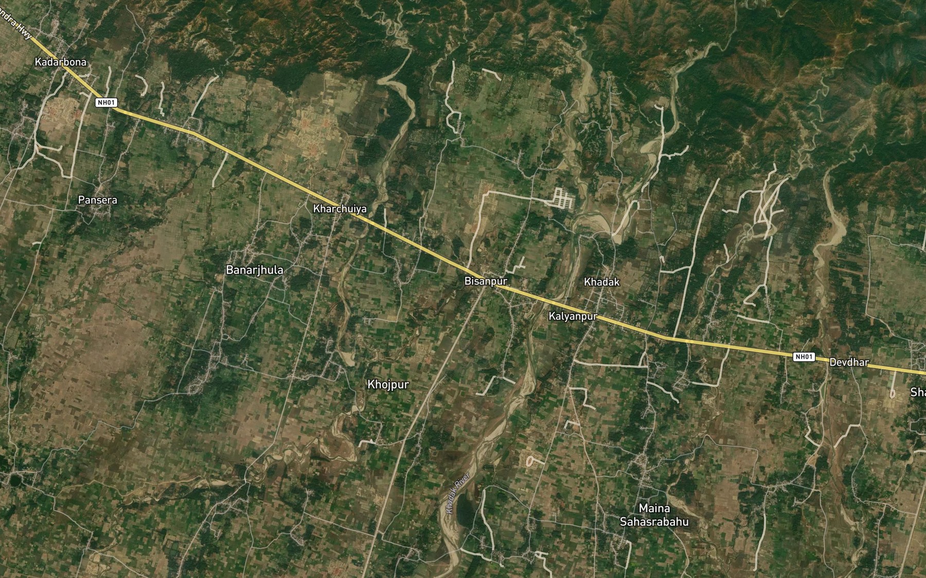 Satellite map of the Musaharniya Khola