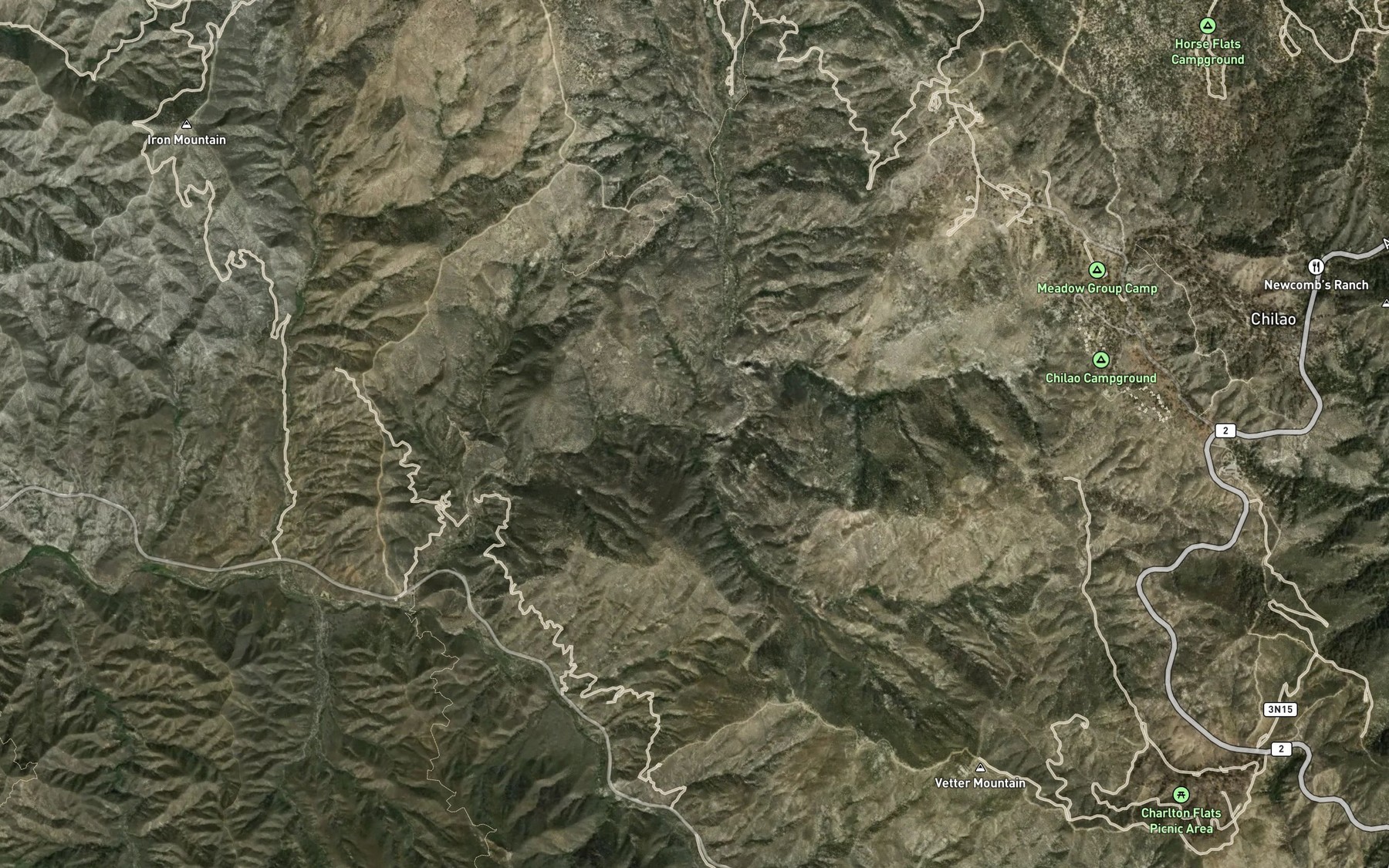 Satellite map of the Mule Fork
