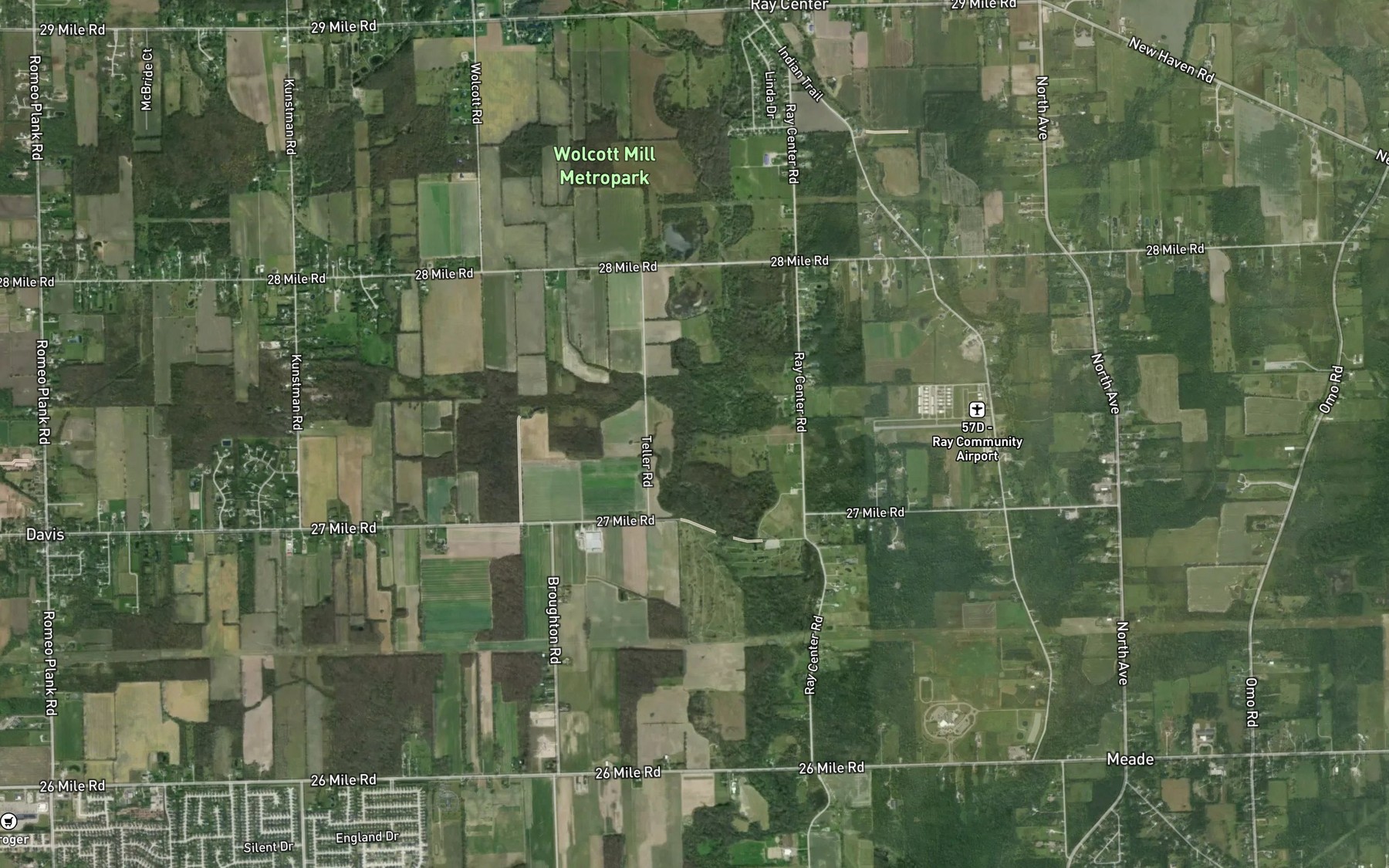 Satellite map of the Camp Brook Drain