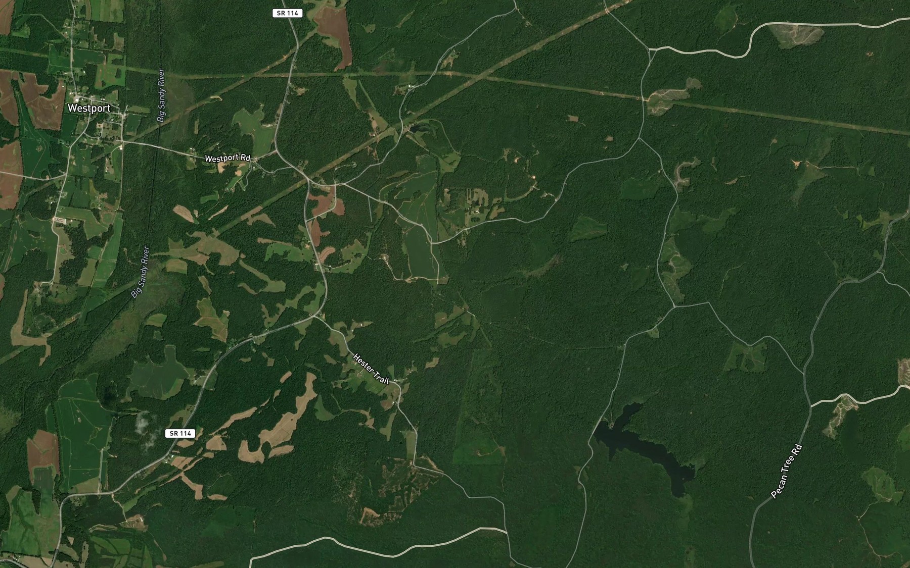 Satellite map of the Thomas Branch
