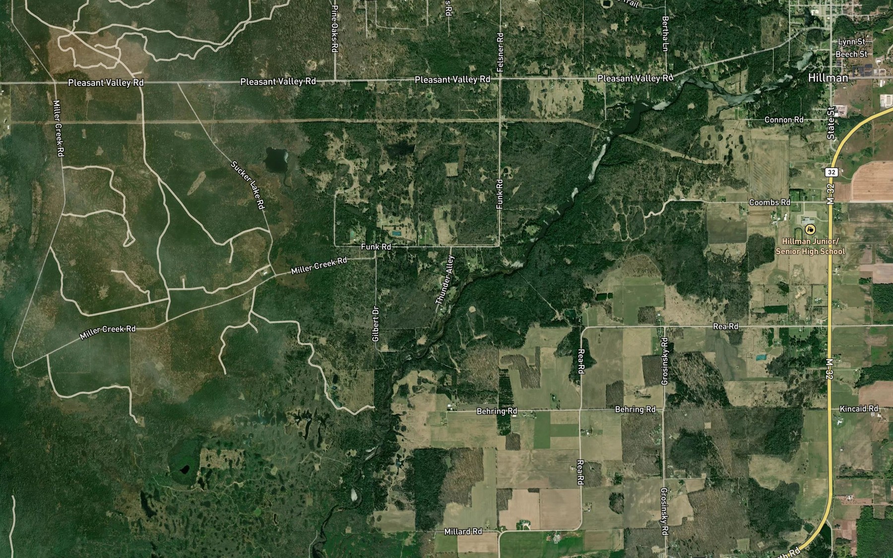 Satellite map of the Sucker Creek