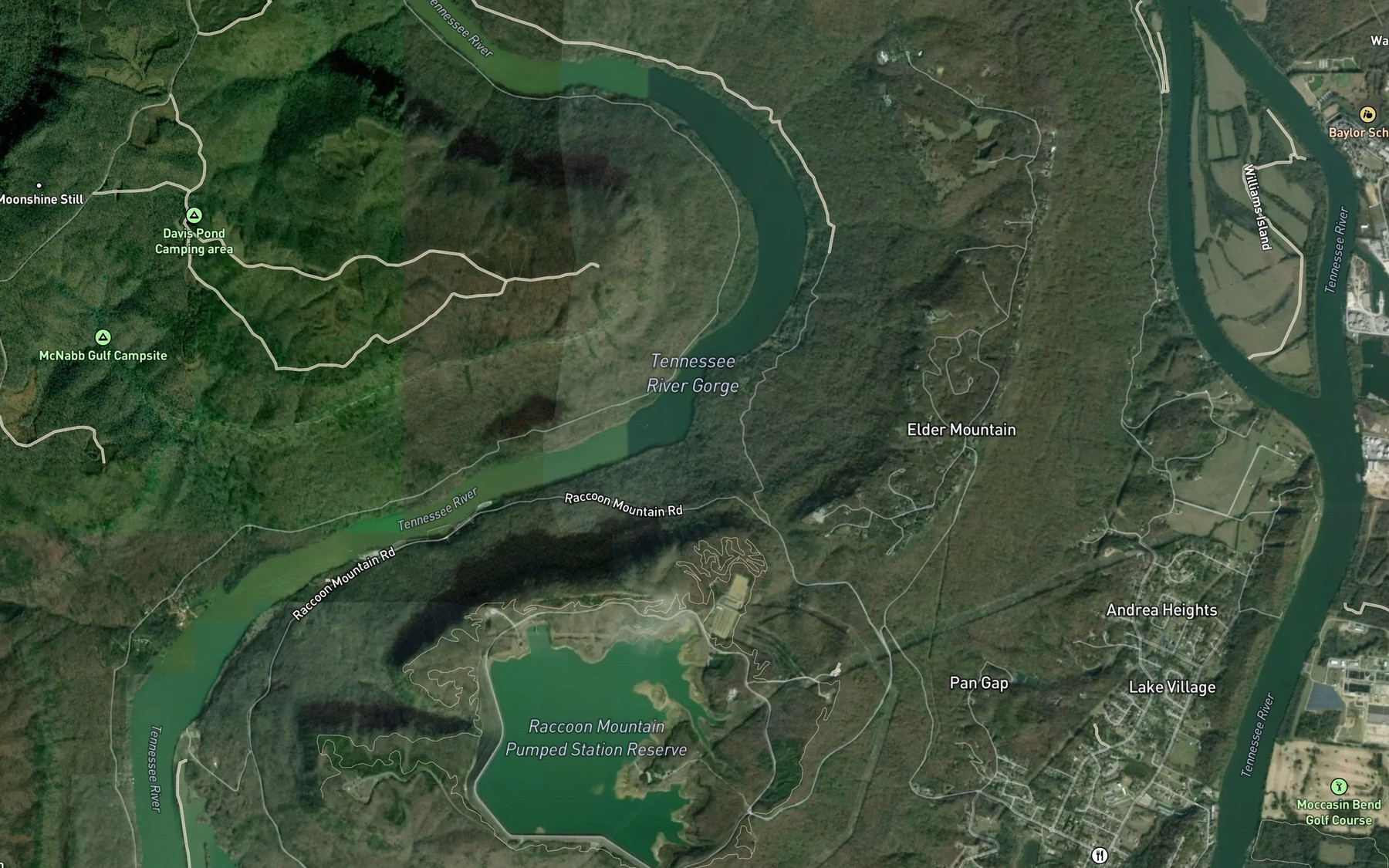 Satellite map of the Pan Gap Branch