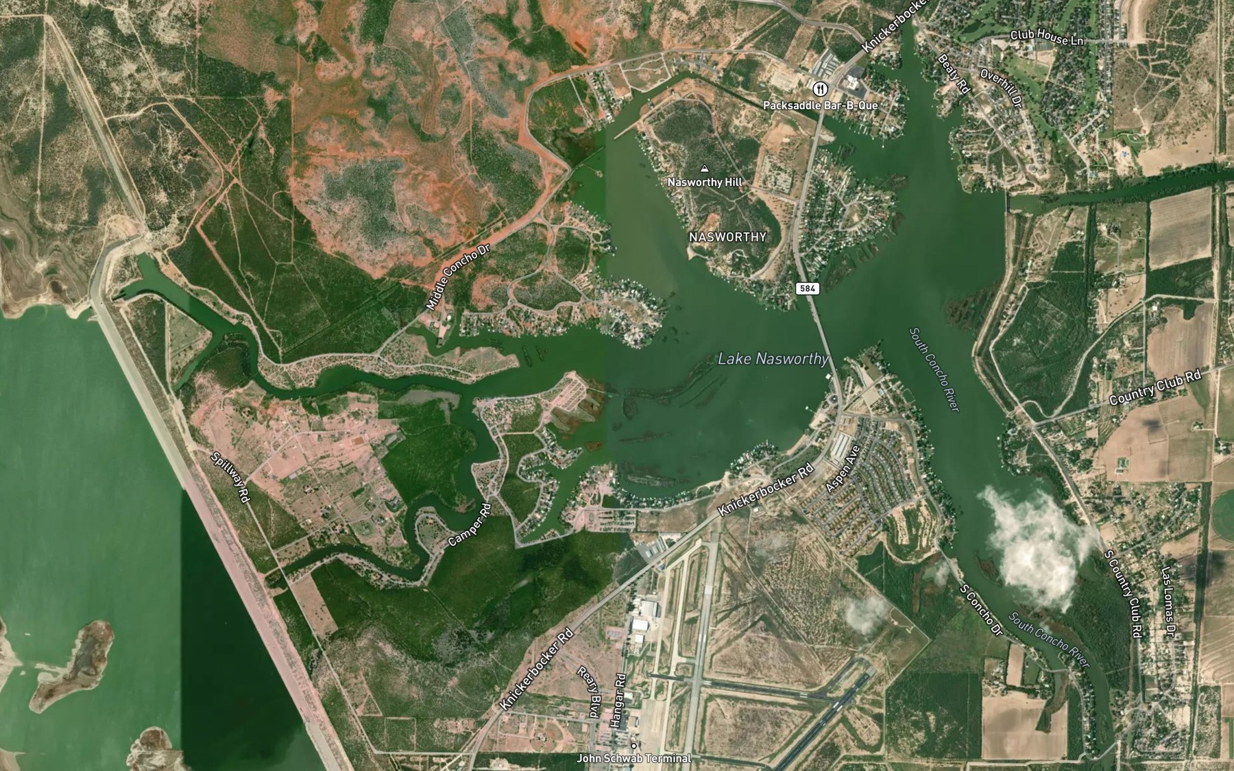 Satellite map of the Lake Nasworthy