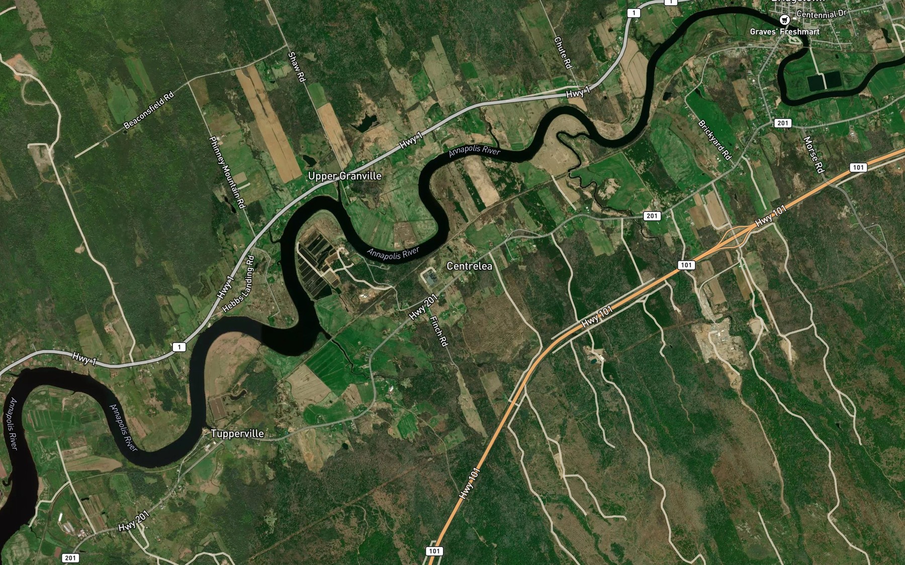 Satellite map of the Hooper Brook