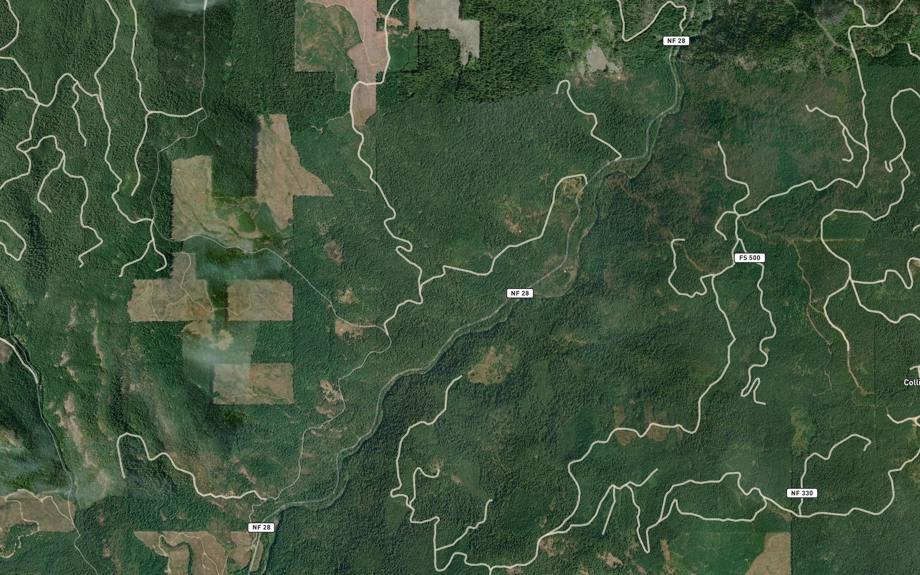 Satellite map of the Hutchinson Creek