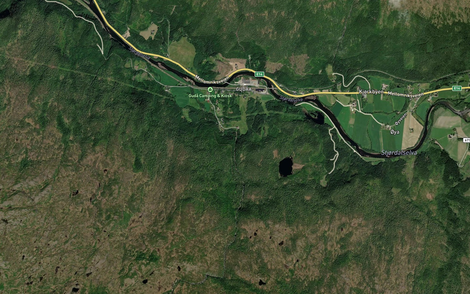 Satellite map of the Kvelvfossen
