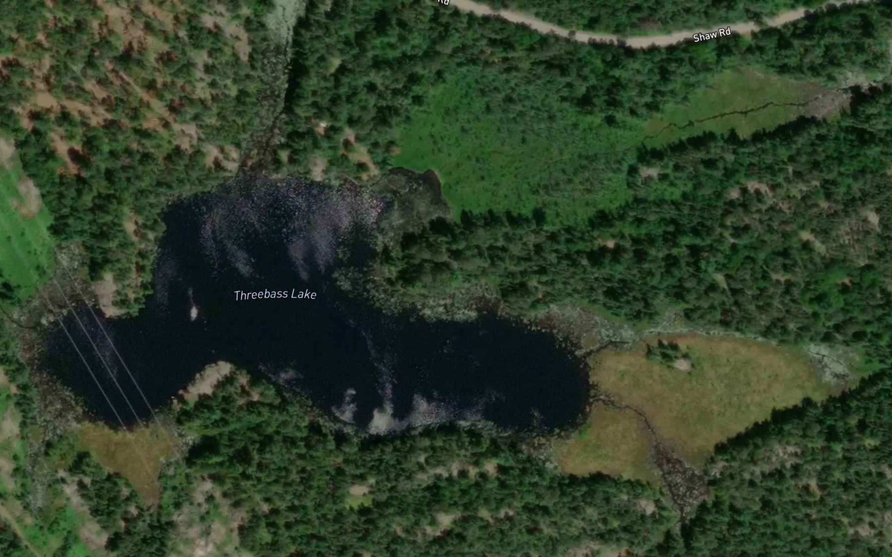 Satellite map of the Threebass Lake