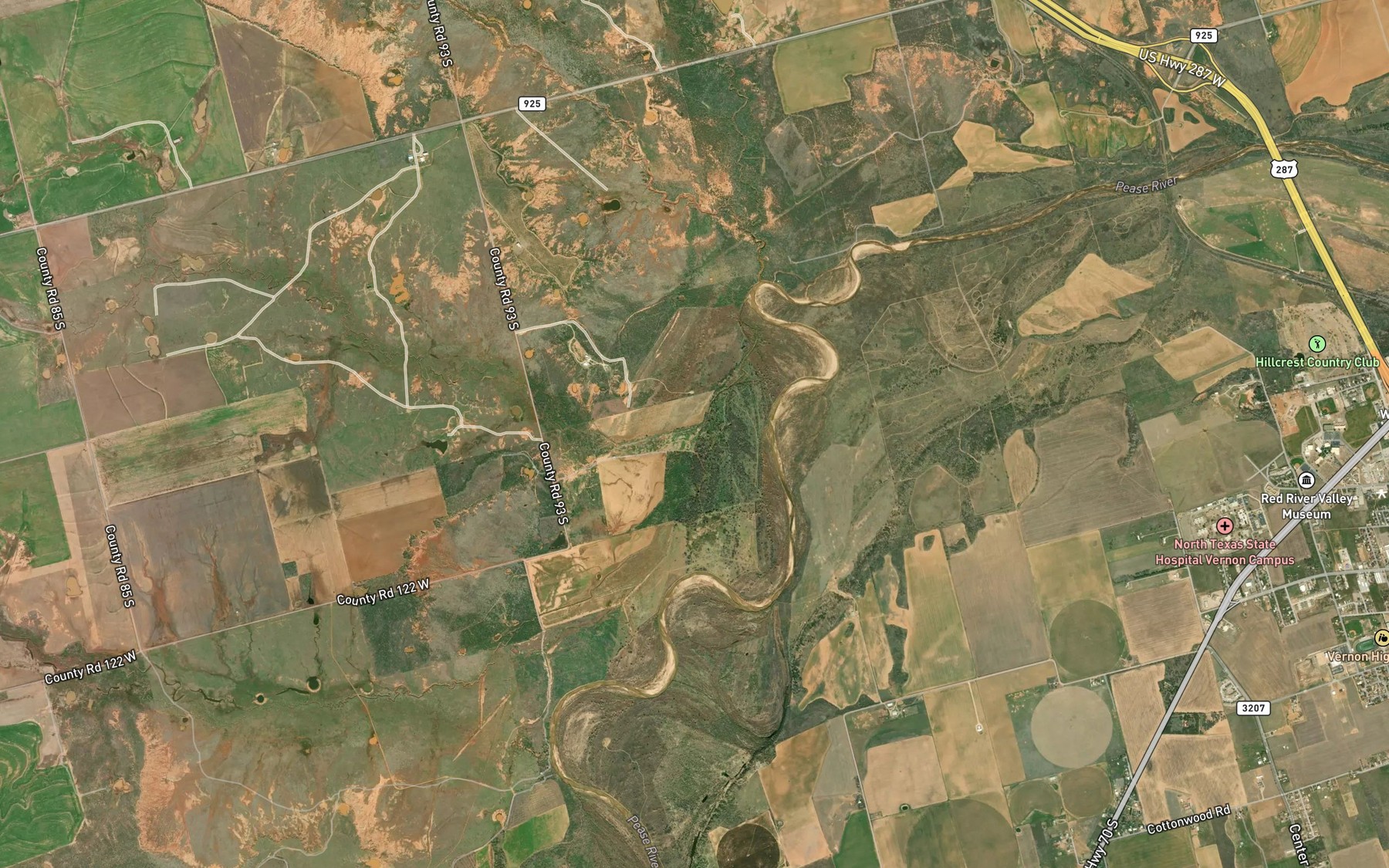 Satellite map of the Elizabeth Creek