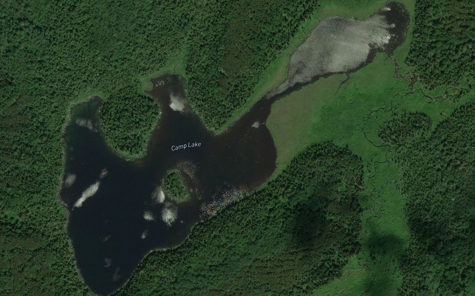 Satellite map of the Camp Lake