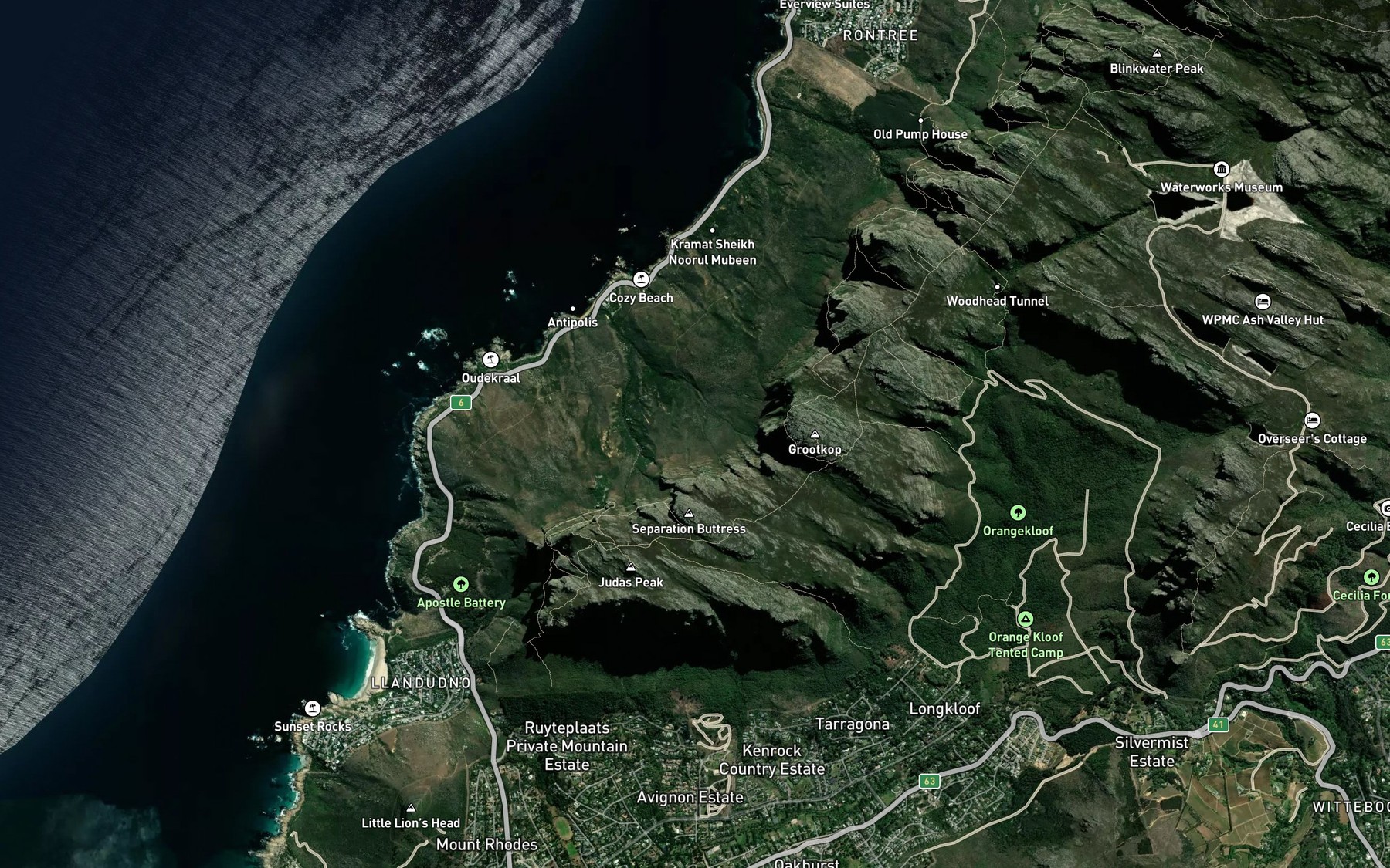 Satellite map of the Needle Ravine