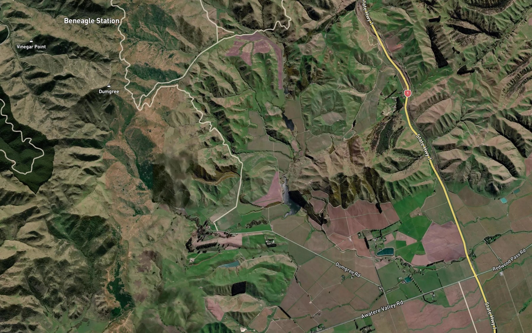 Satellite map of the Stafford Creek