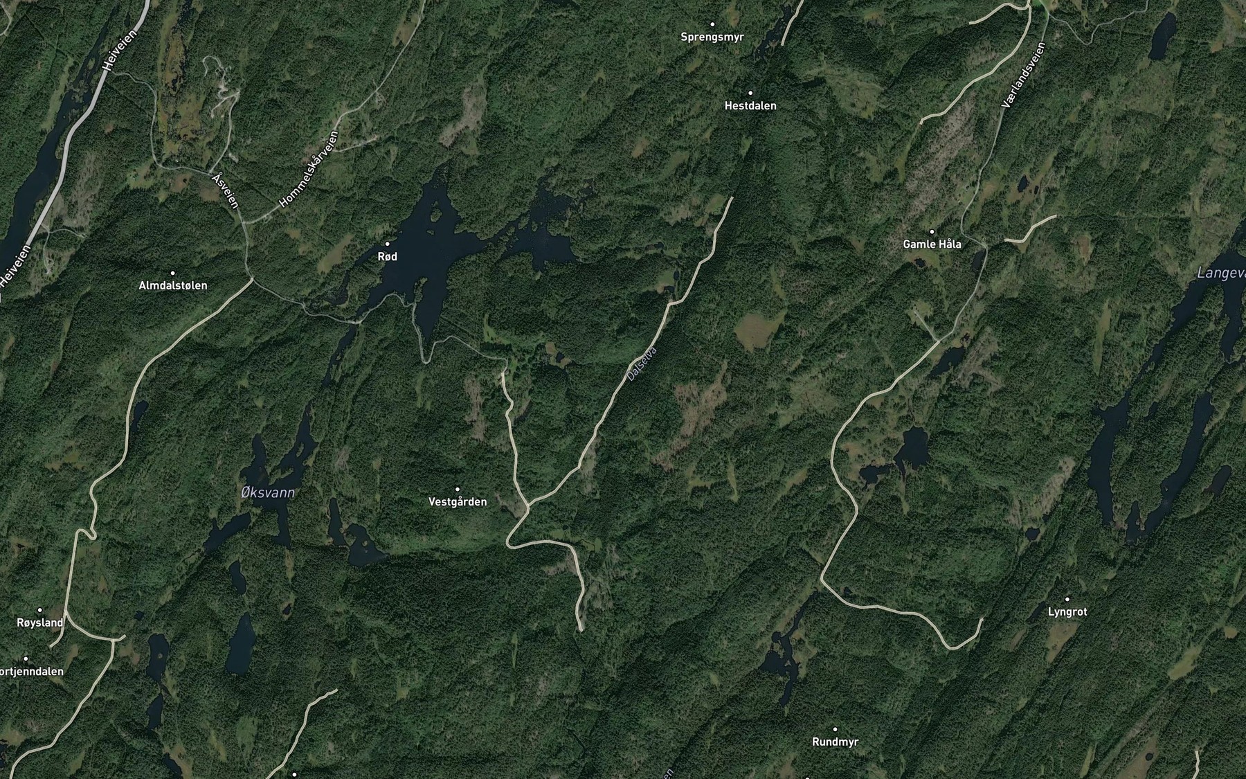 Satellite map of the Dalselva
