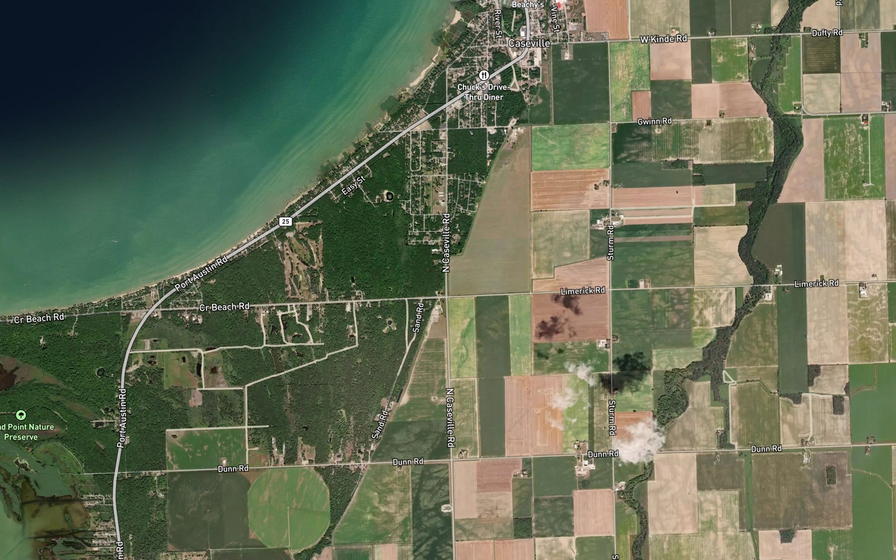 Satellite map of the Campau Drain