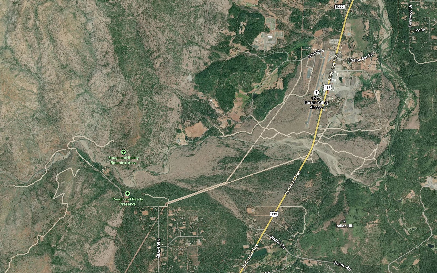 Satellite map of the Parker Creek