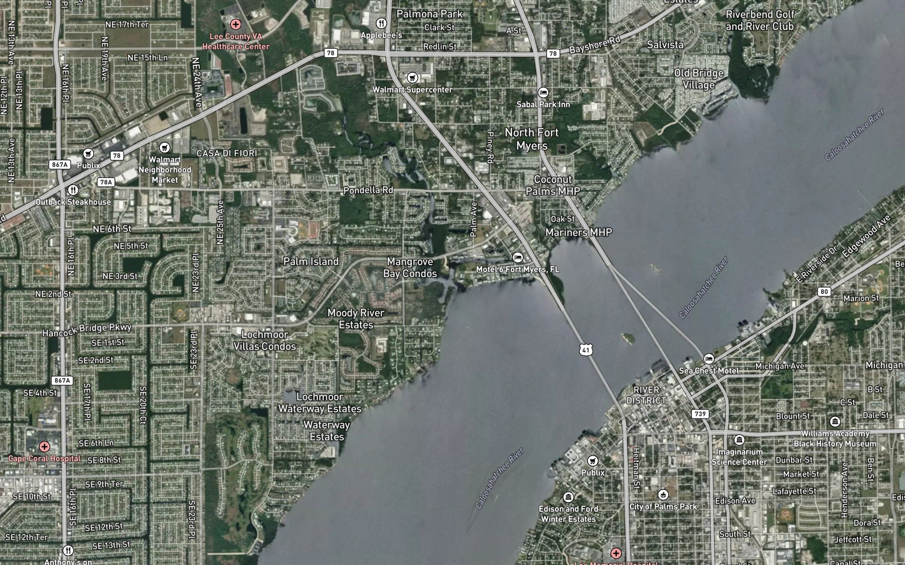 Satellite map of the Hancock Creek
