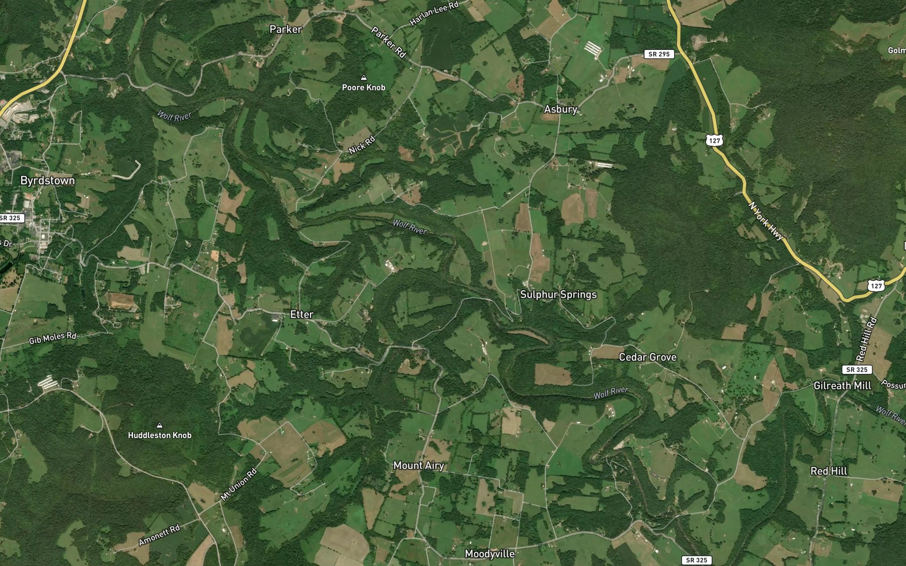 Satellite map of the Widow Creek