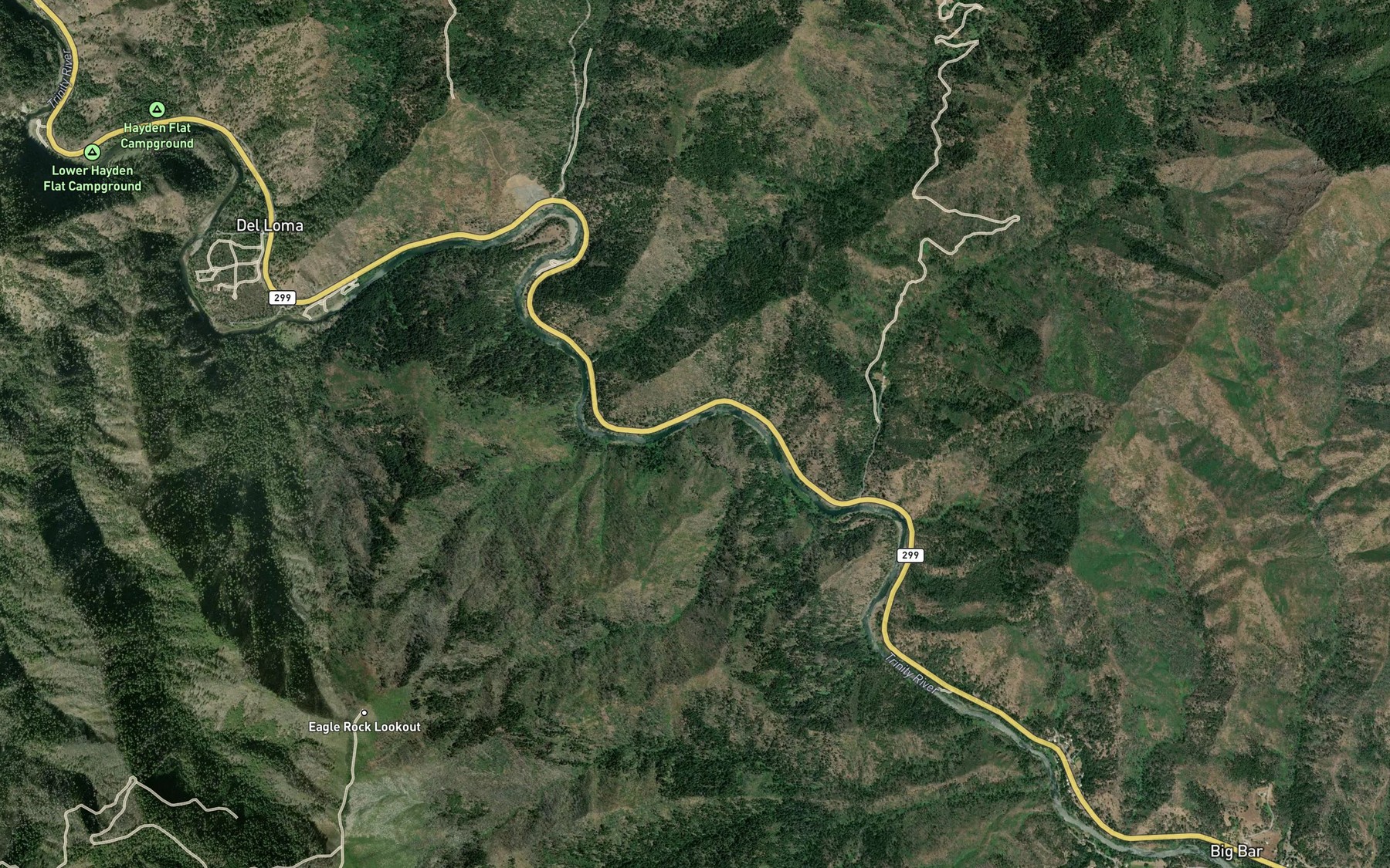 Satellite map of the Rock Bar Creek