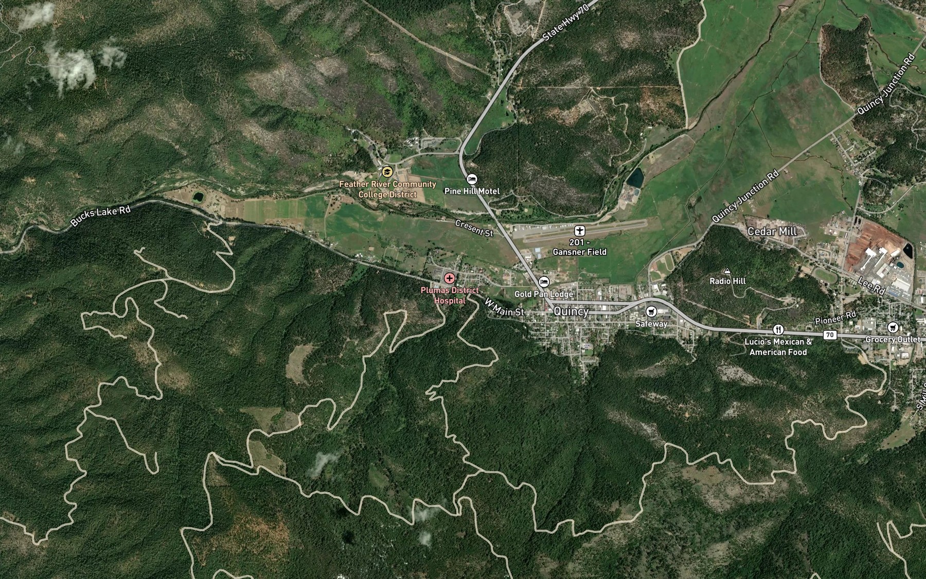 Satellite map of the Gansner Creek