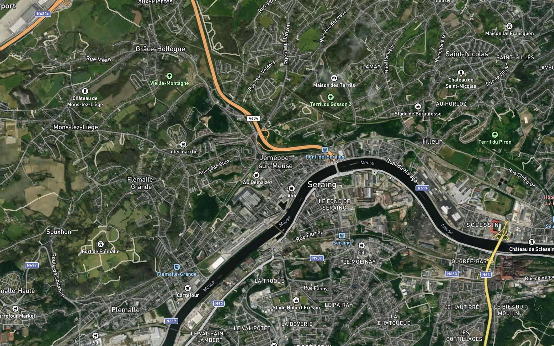 Satellite map of the Ruisseau de Hollogne