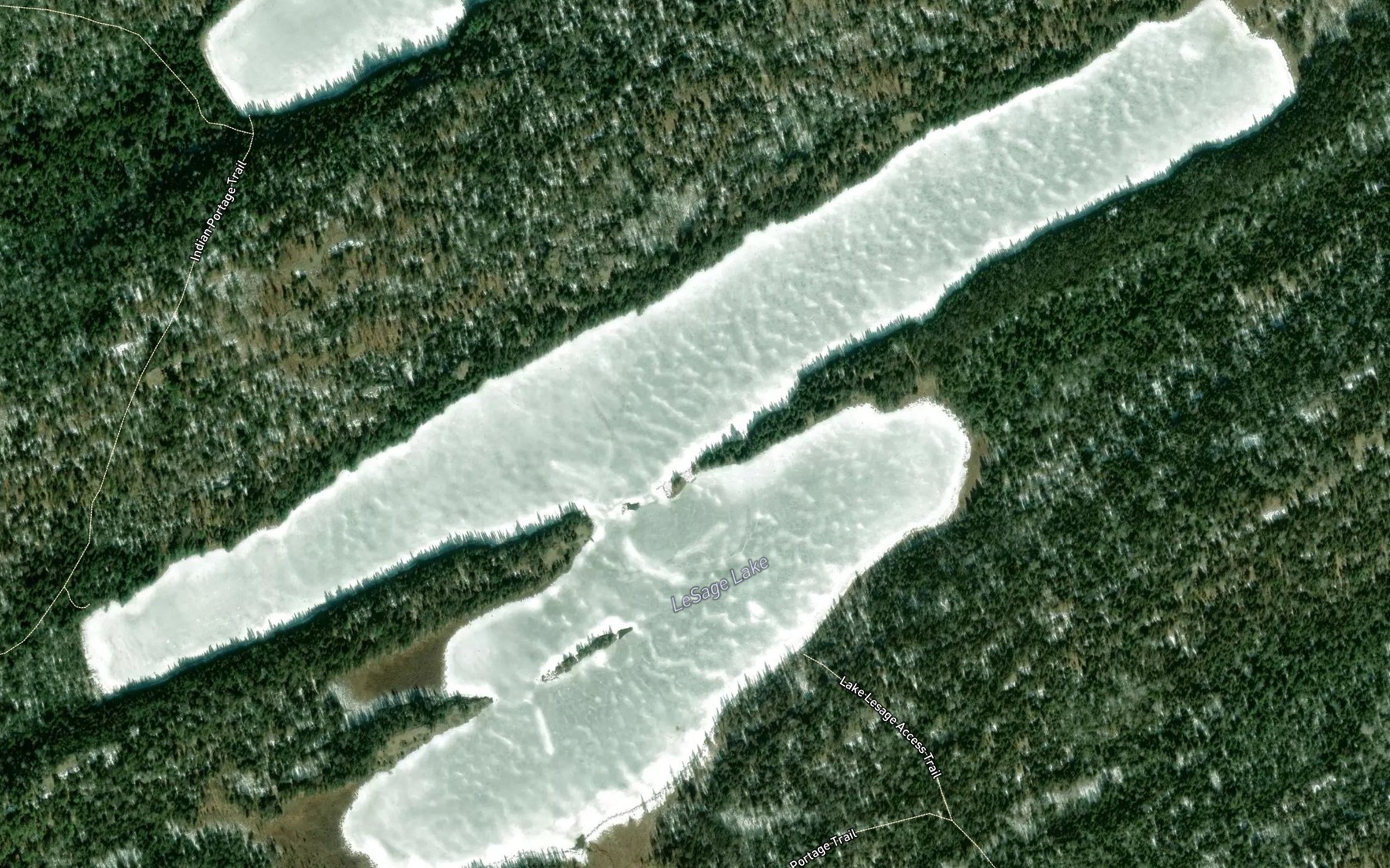 Satellite map of the LeSage Lake