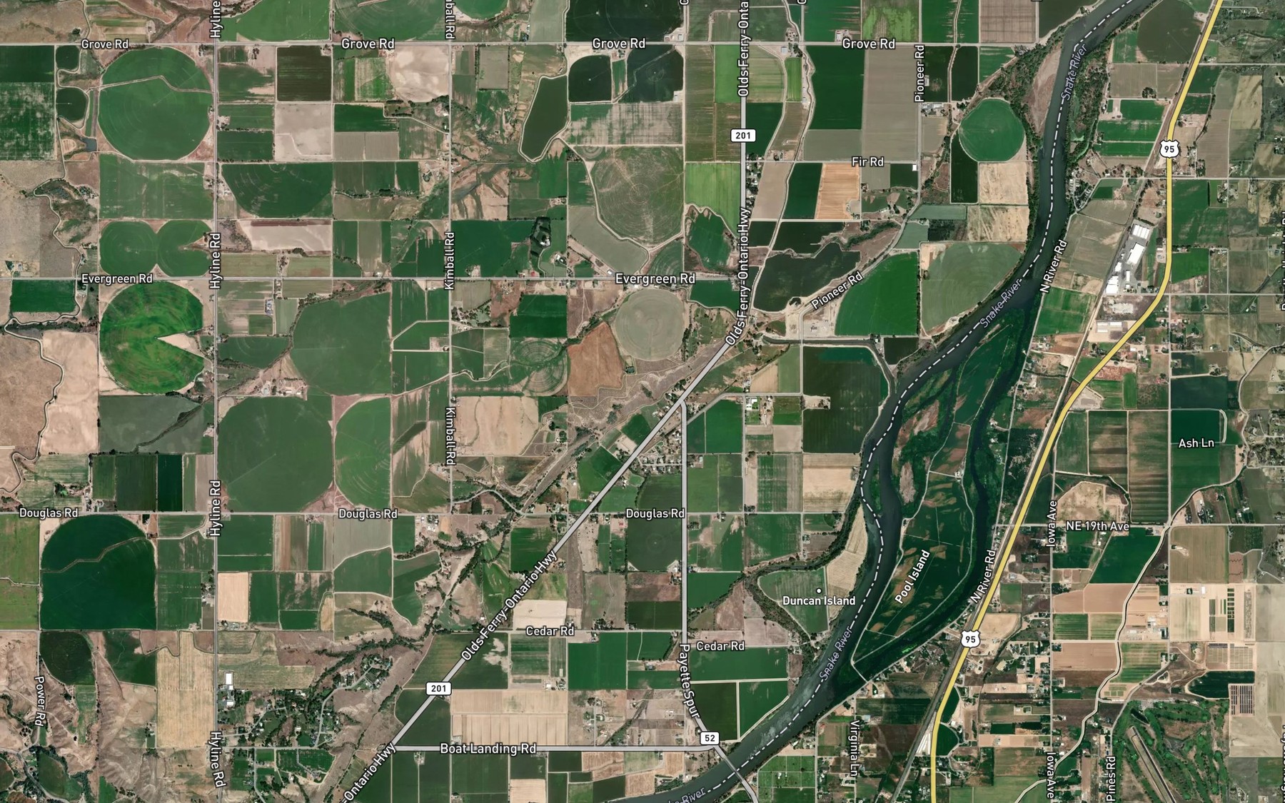 Satellite map of the Lower Ditch