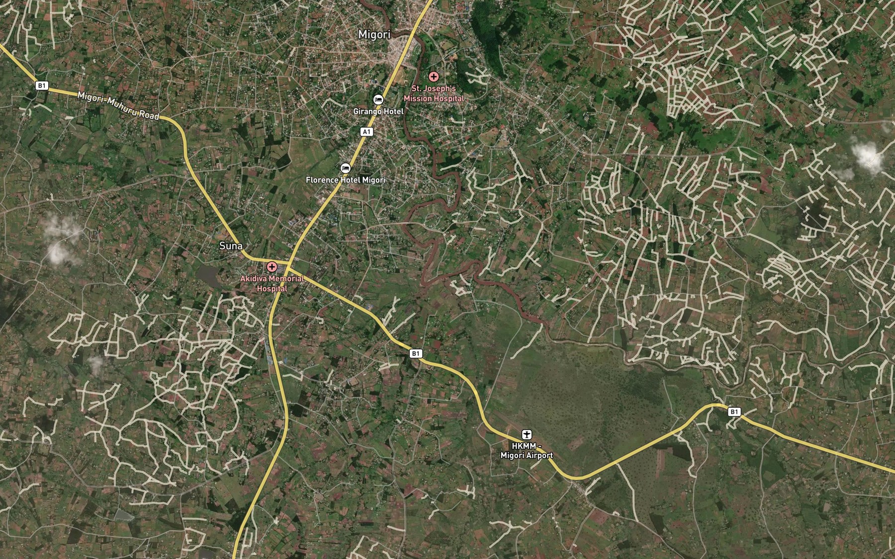 Satellite map of the Nyamai-Riria