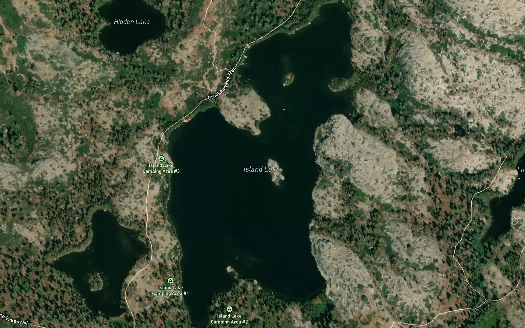 Satellite map of the Island Lake