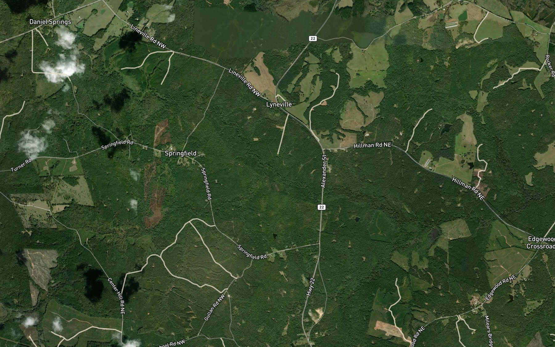 Satellite map of the Sherrills Creek