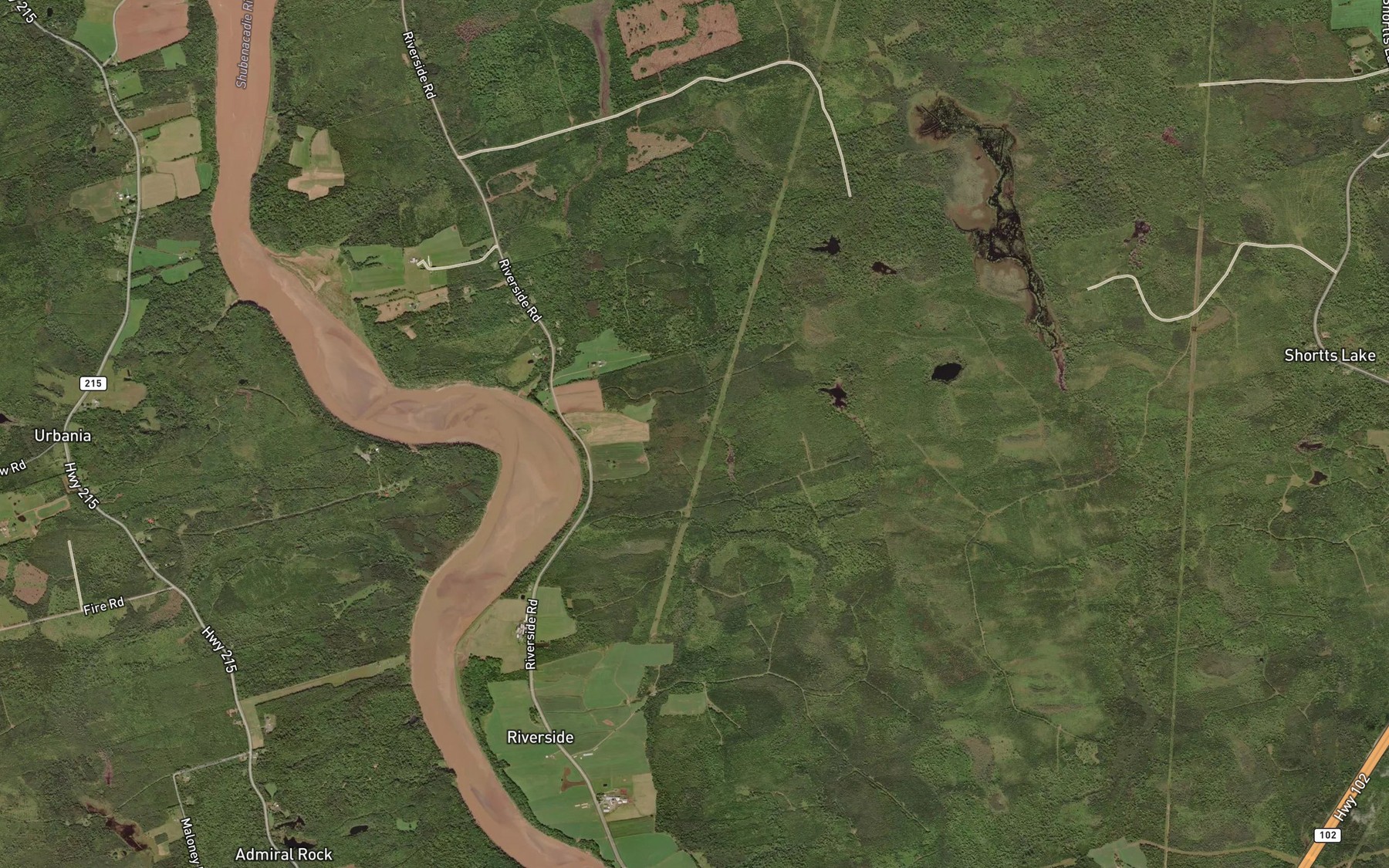 Satellite map of the Brandy Brook