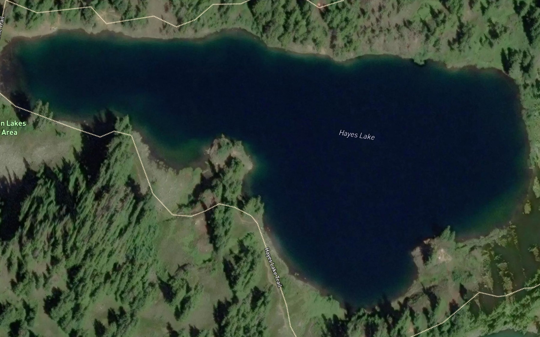 Satellite map of the Hayes Lake