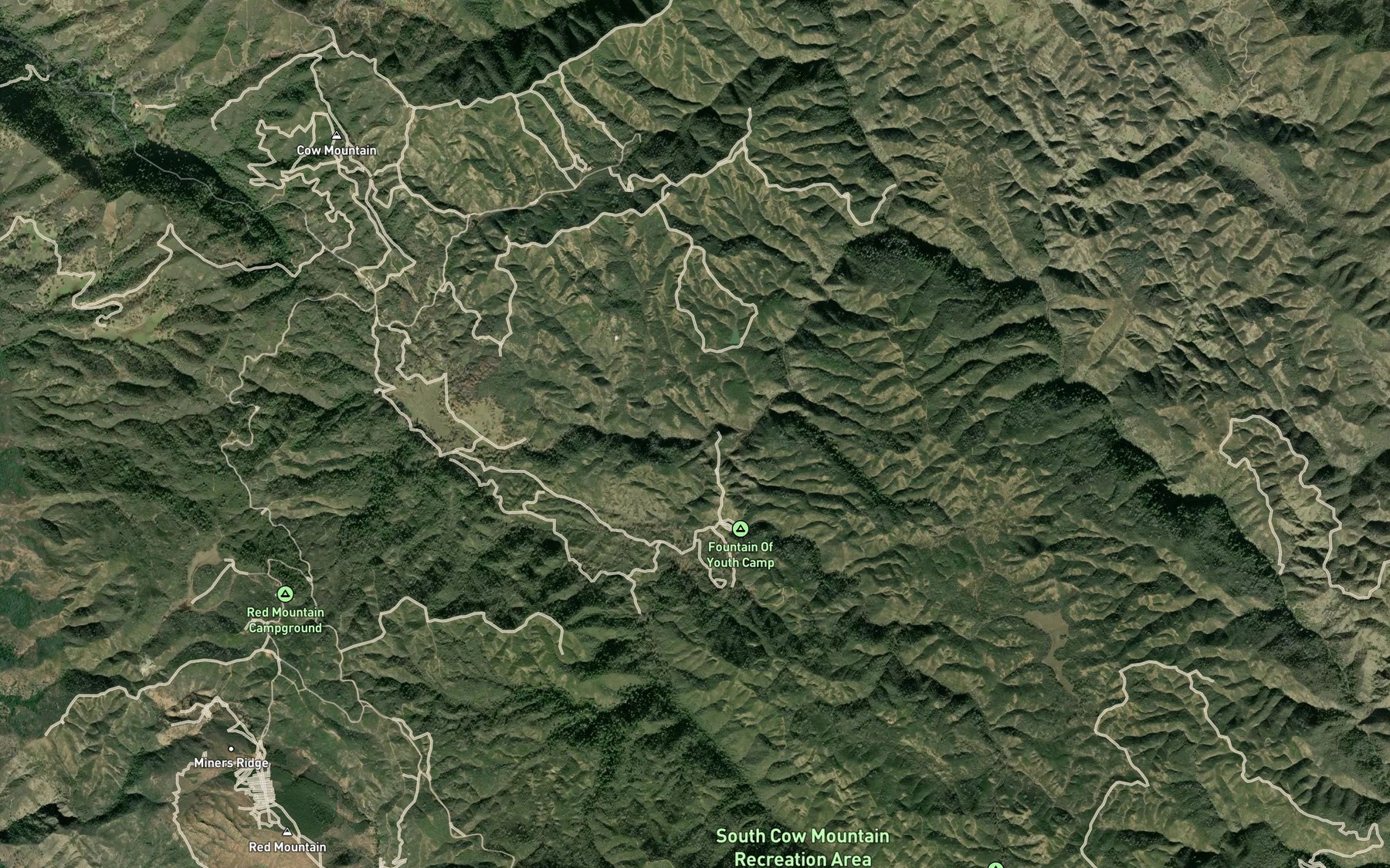 Satellite map of the Eightmile Valley